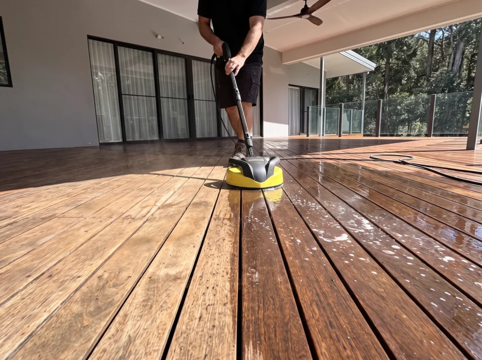 Deck wash before recoating