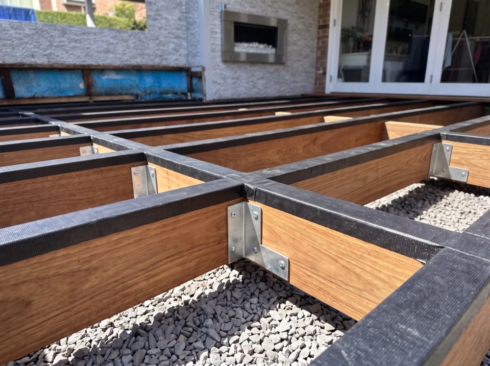 Hardwood decking subframe