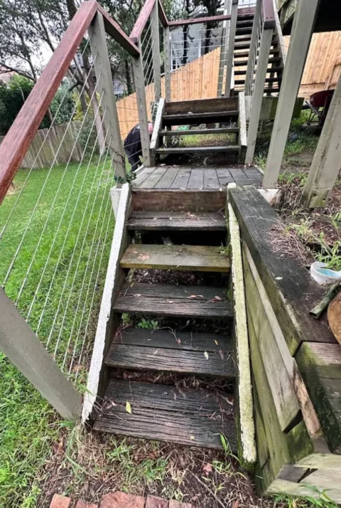 Inspecting deck stairs for hidden rot