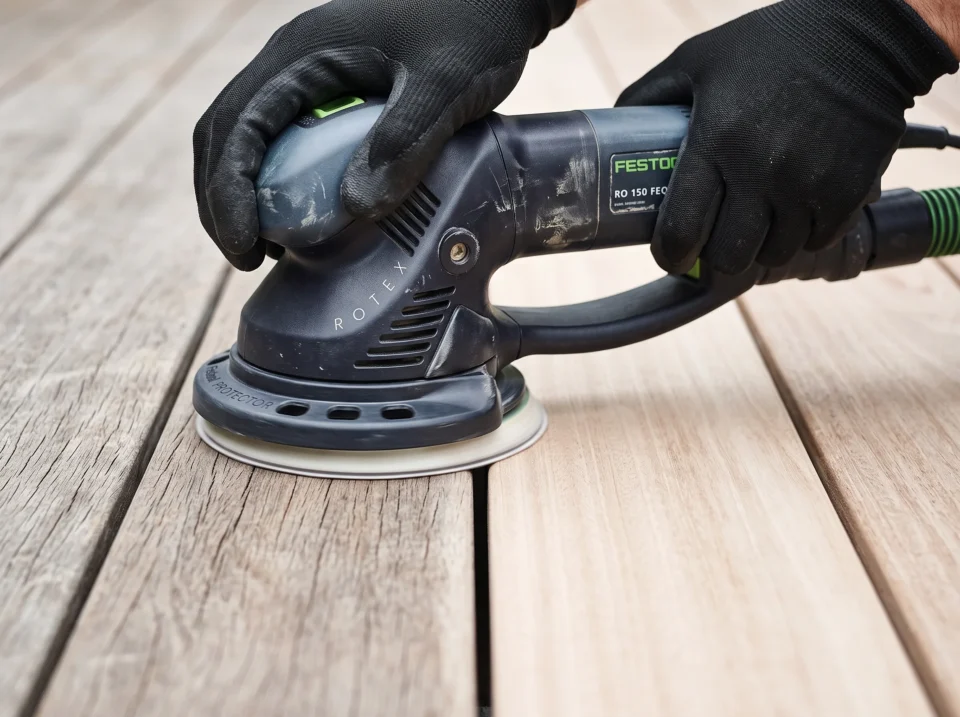 Merbau deck sanding