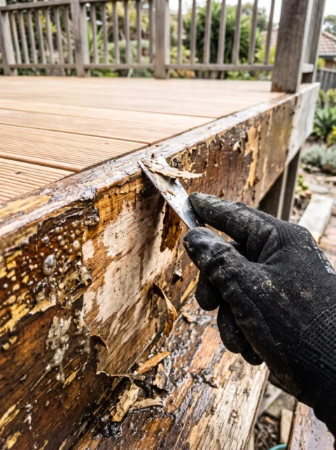 Removing failing coatings on vertical surfaces
