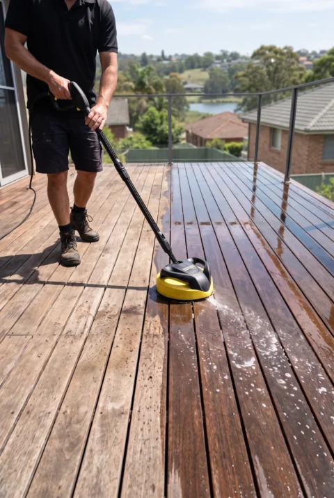 Timber deck cleaning in Sydney